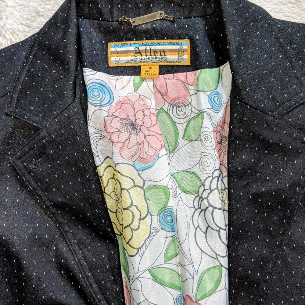Allen Schwartz Polk Dot Lined Fitted Blazer Jacket